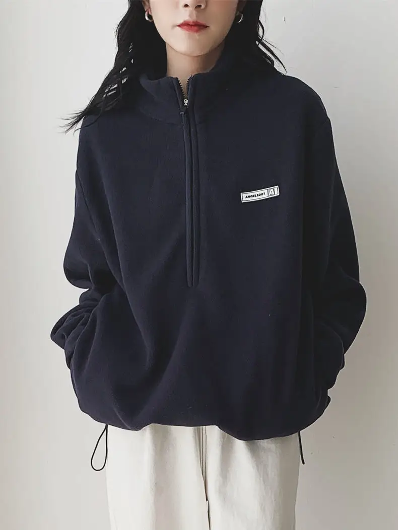 Women Black Velvet Quarter Zip Jacket Spring 2025 — feature 13