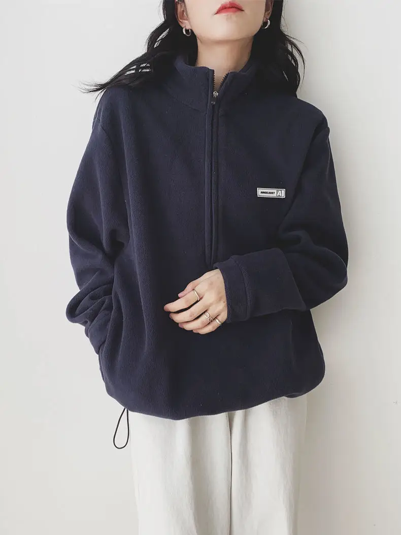 Women Black Velvet Quarter Zip Jacket Spring 2025 — feature 14