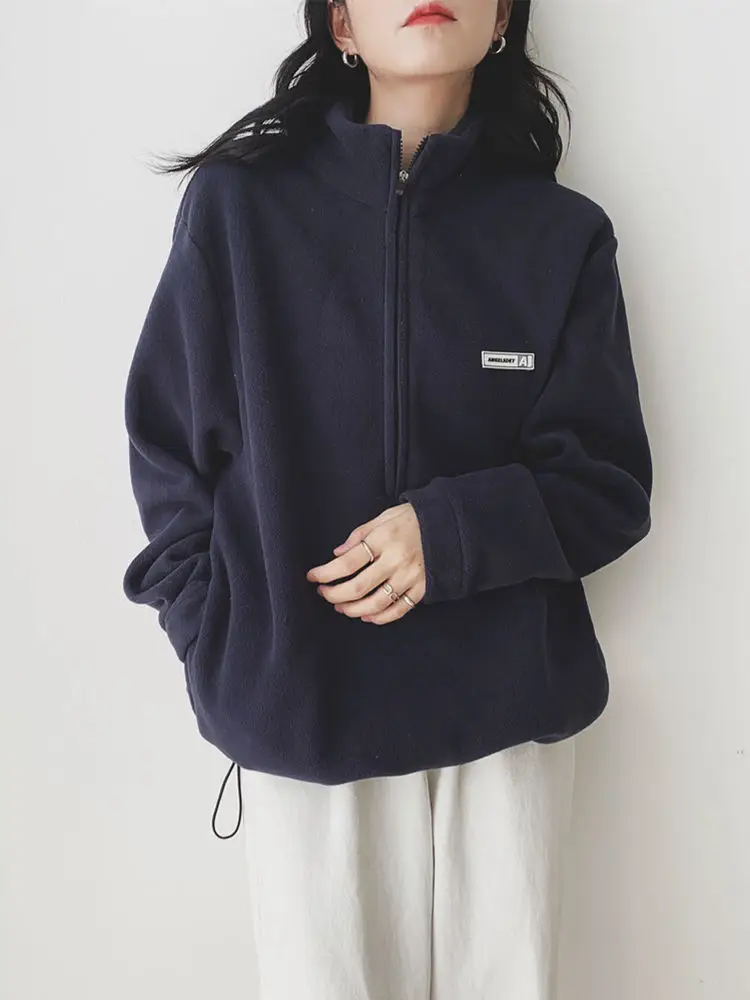 Women Black Velvet Quarter Zip Jacket Spring 2025 — feature 2