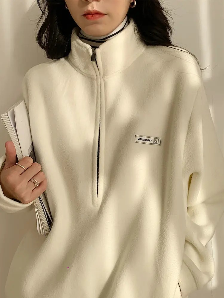 Women Black Velvet Quarter Zip Jacket Spring 2025 — feature 4
