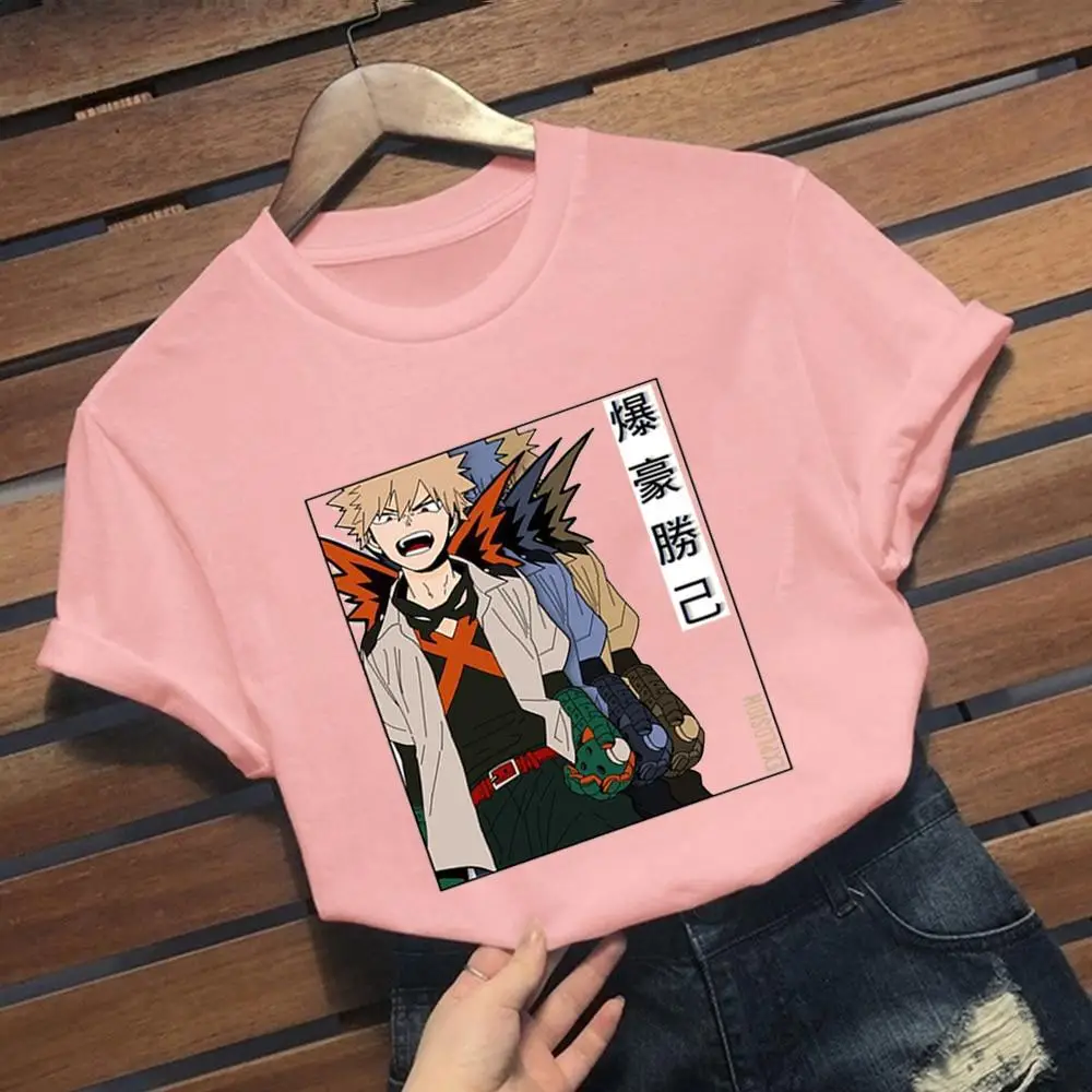 Men Women Anime Print T-Shirt Black Short Sleeve