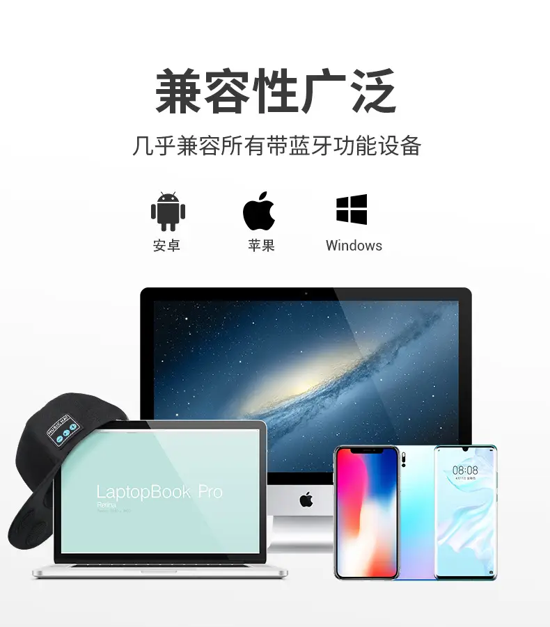 Temu Bluetooth Headphone Cap Grey with Sound Output — feature 4