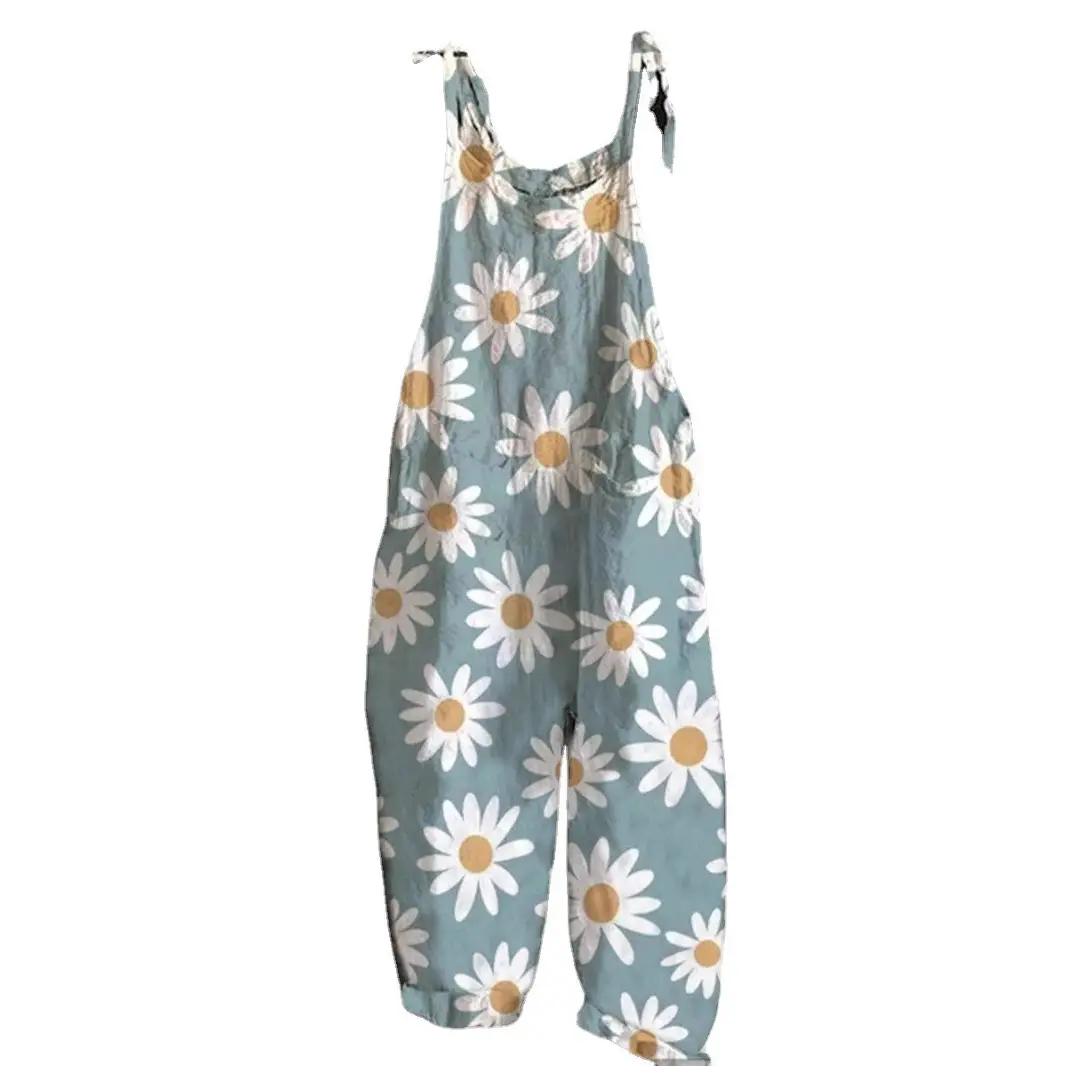 2023 New Slub Print Wide Leg Jumpsuit Women - Image 47