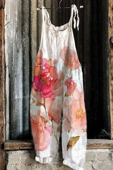 2023 New Slub Print Wide Leg Jumpsuit Women - Image 11