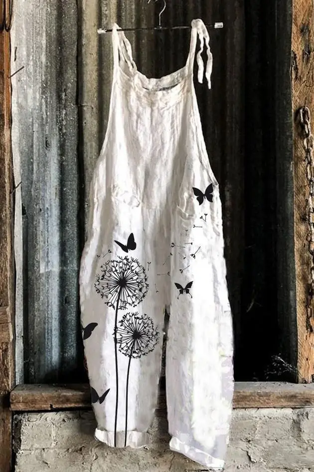 2023 New Slub Print Wide Leg Jumpsuit Women - Image 15