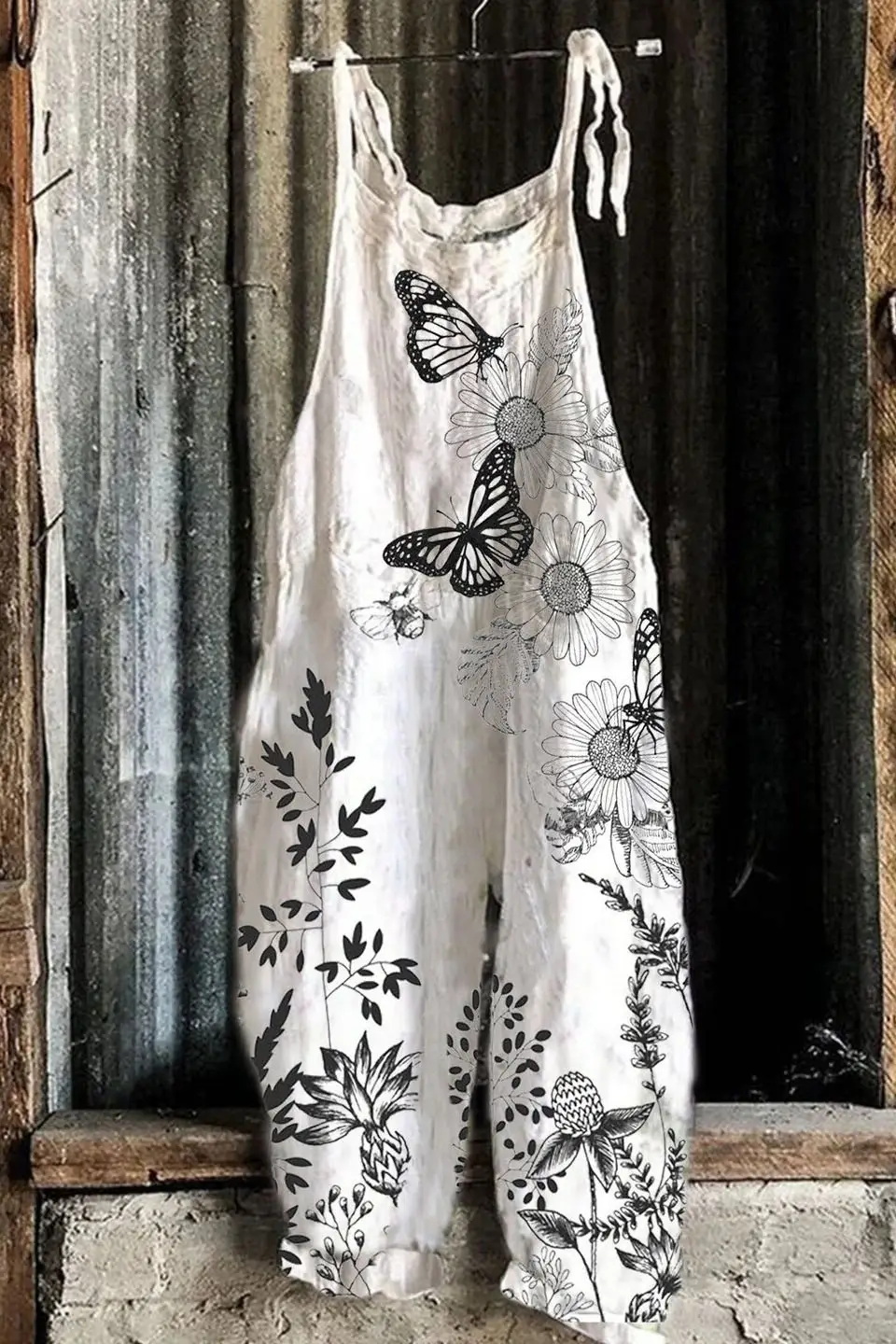 2023 New Slub Print Wide Leg Jumpsuit Women - Image 17