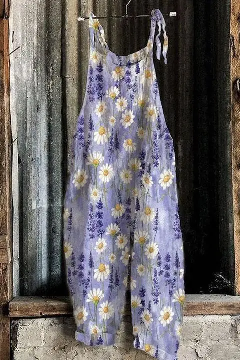 2023 New Slub Print Wide Leg Jumpsuit Women - Image 18