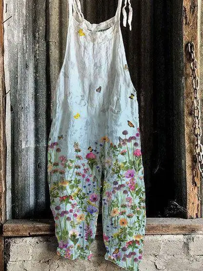 2023 New Slub Print Wide Leg Jumpsuit Women - Image 19