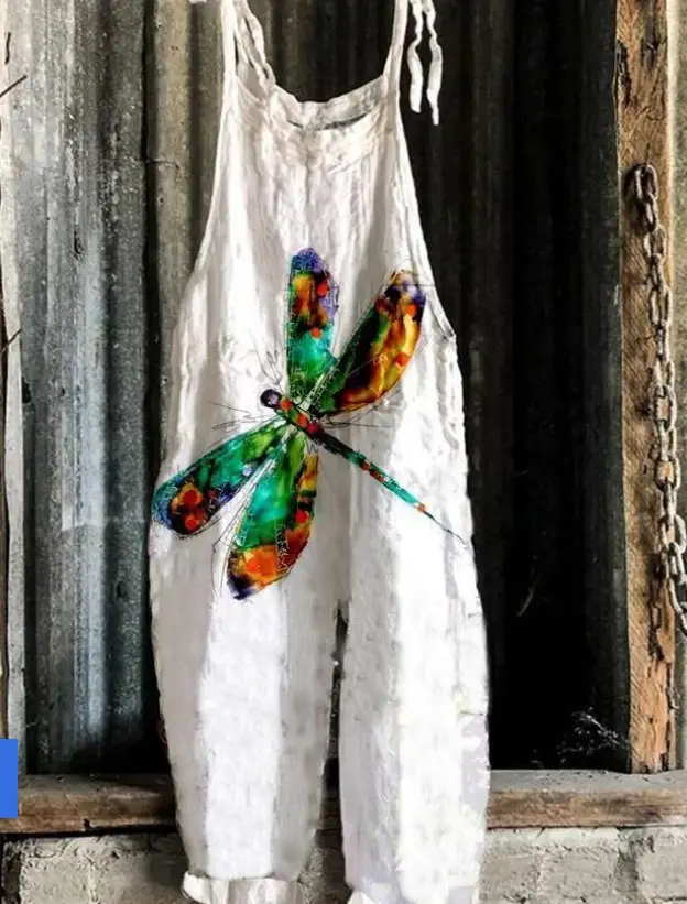 2023 New Slub Print Wide Leg Jumpsuit Women - Image 24