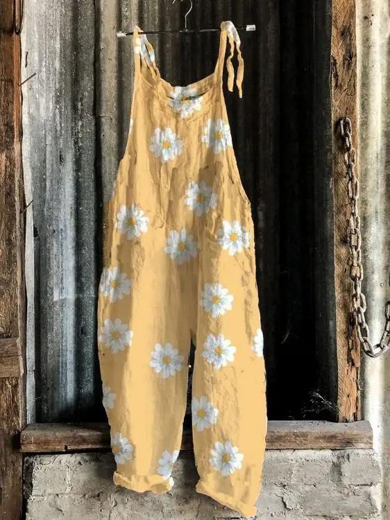 2023 New Slub Print Wide Leg Jumpsuit Women - Image 26