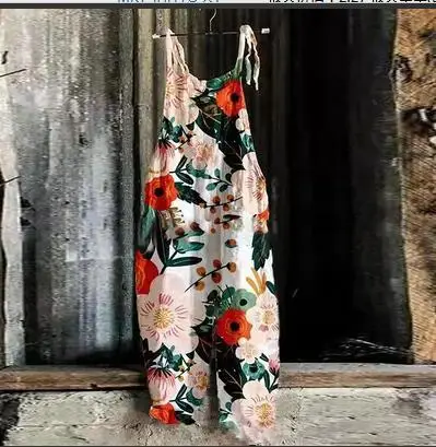 2023 New Slub Print Wide Leg Jumpsuit Women - Image 31