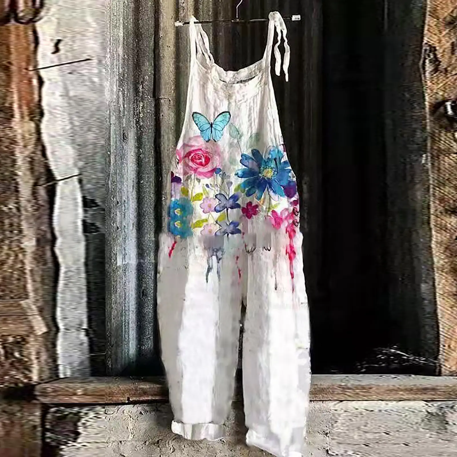 2023 New Slub Print Wide Leg Jumpsuit Women - Image 36