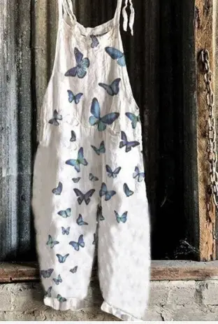 2023 New Slub Print Wide Leg Jumpsuit Women - Image 6