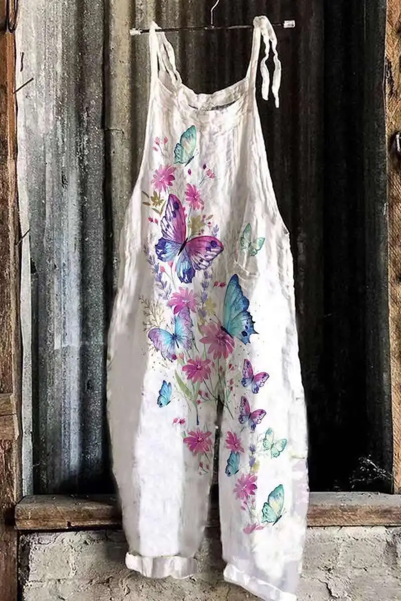 2023 New Slub Print Wide Leg Jumpsuit Women - Image 8