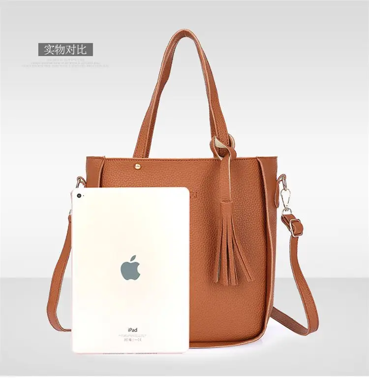 Red 4-Piece Women's Leather Handbag Set — feature 16