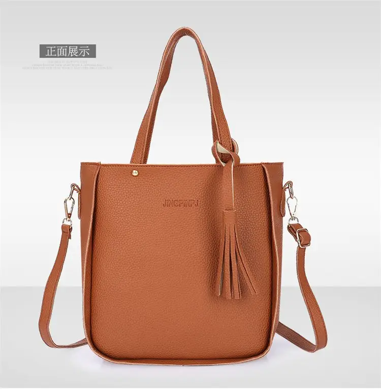 Red 4-Piece Women's Leather Handbag Set — feature 17