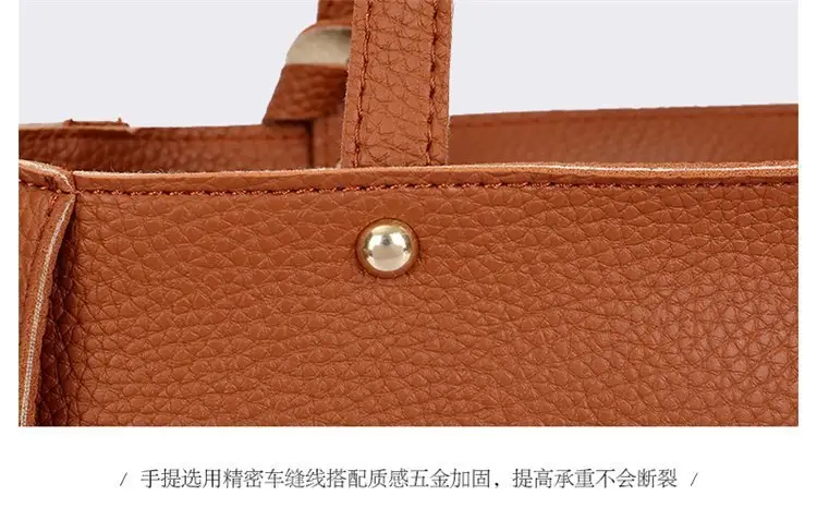 Red 4-Piece Women's Leather Handbag Set — feature 27