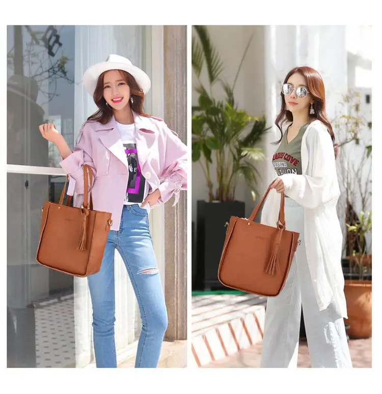 Red 4-Piece Women's Leather Handbag Set — feature 35