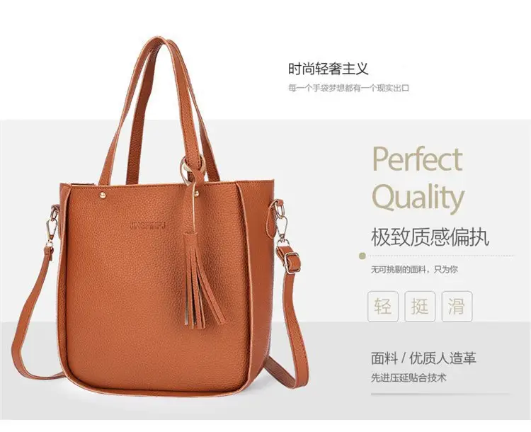 Red 4-Piece Women's Leather Handbag Set — feature 7