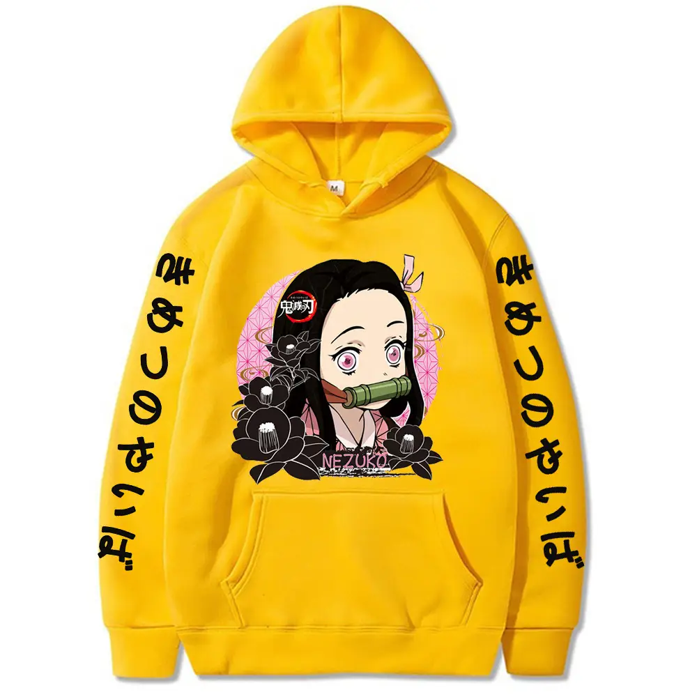 Demon Slayer Hoodie Yellow Ghost Blade Print - Image 3