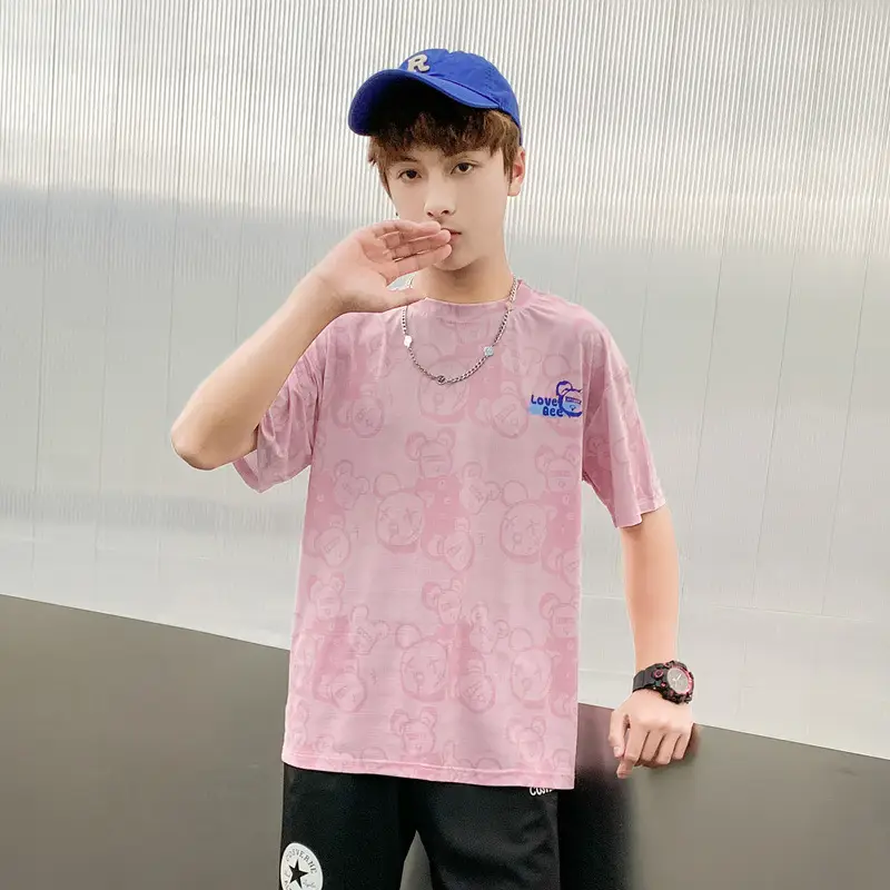 Fat Kids Pink Full Print T-Shirt Large Summer Wear - Image 4