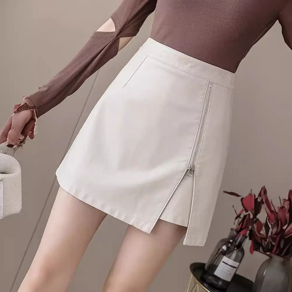 Black High Waist Leather Skirt for Women - Image 4