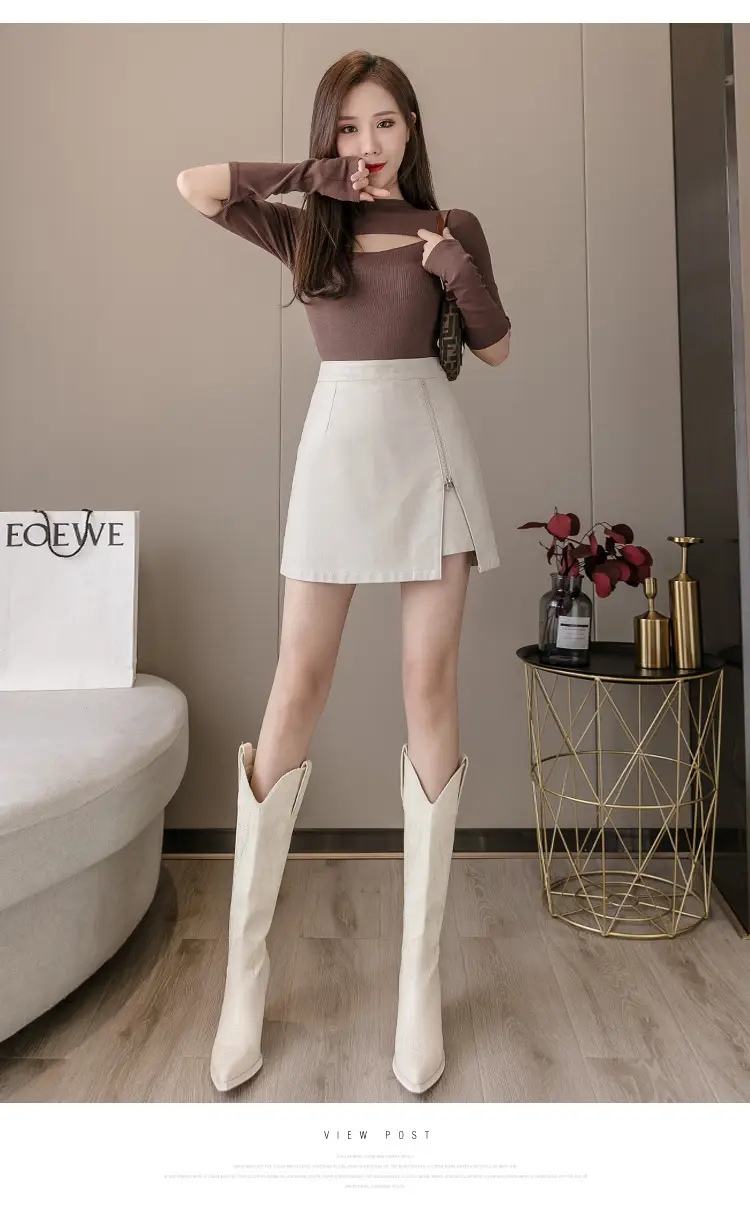 Black High Waist Leather Skirt for Women — feature 15