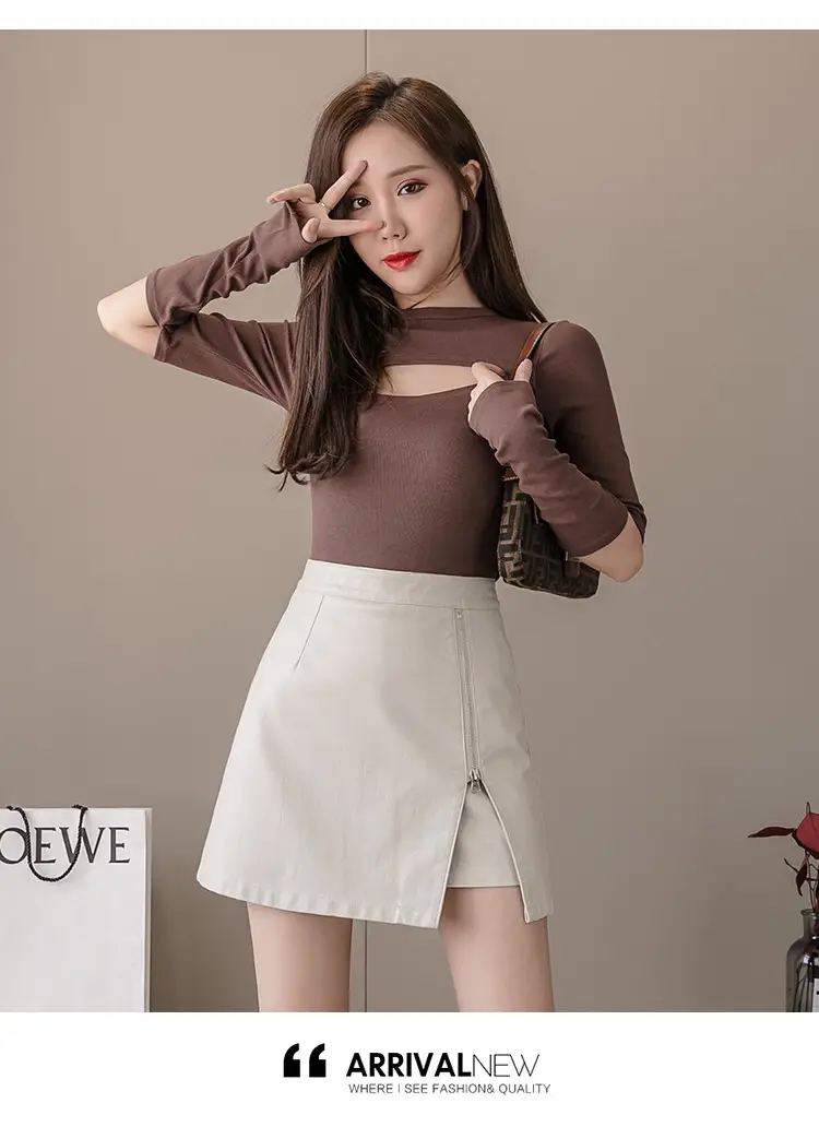 Black High Waist Leather Skirt for Women — feature 18