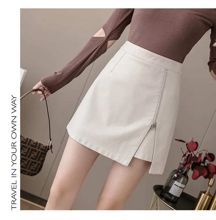 Black High Waist Leather Skirt for Women — feature 19