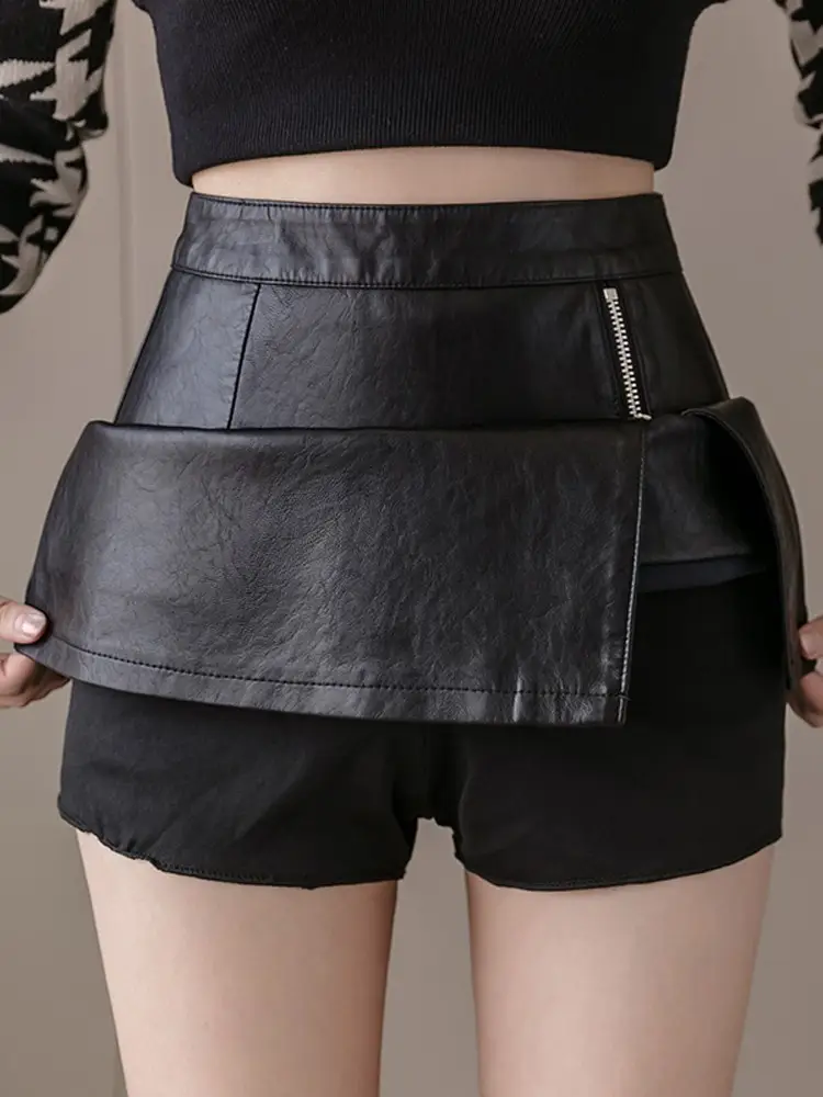 Black High Waist Leather Skirt for Women — feature 3