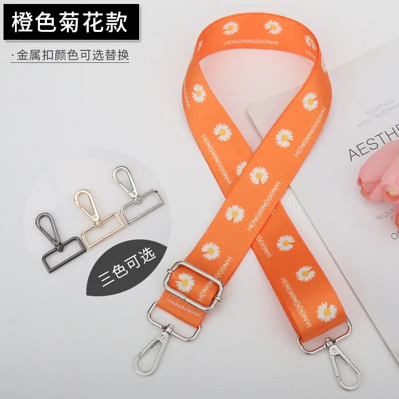Orange Floral Crossbody Bag Strap Adjustable Multi Color - Image 3