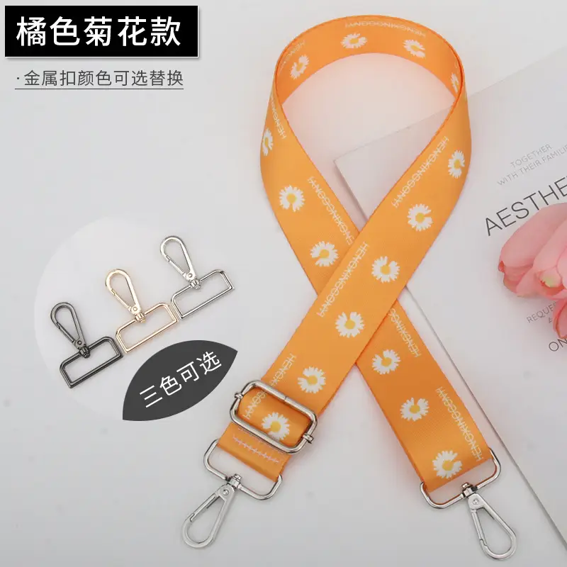 Orange Floral Crossbody Bag Strap Adjustable Multi Color - Image 6