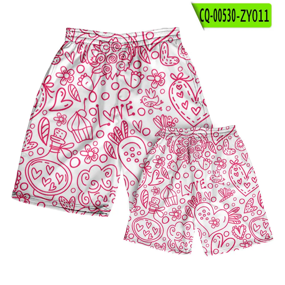 3D Love Printed Cross Border Shorts Set - Image 5