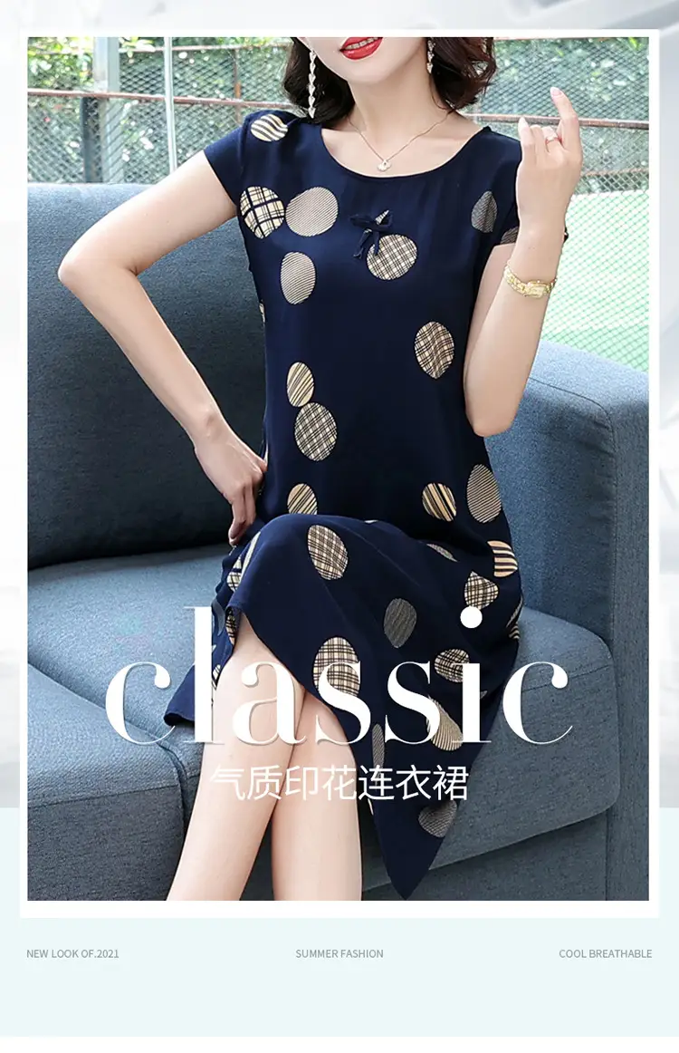 Green Printed Silk Dress for Women Mid-Length Loose Fit — feature 13