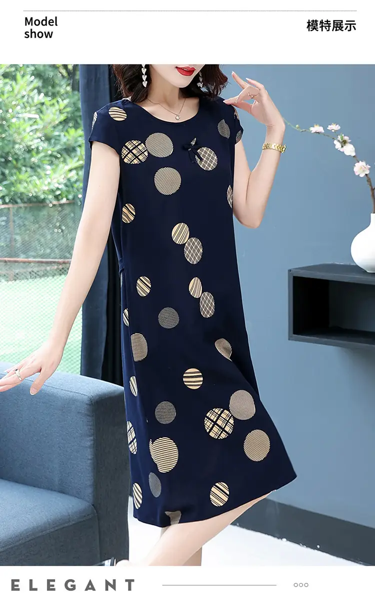 Green Printed Silk Dress for Women Mid-Length Loose Fit — feature 24