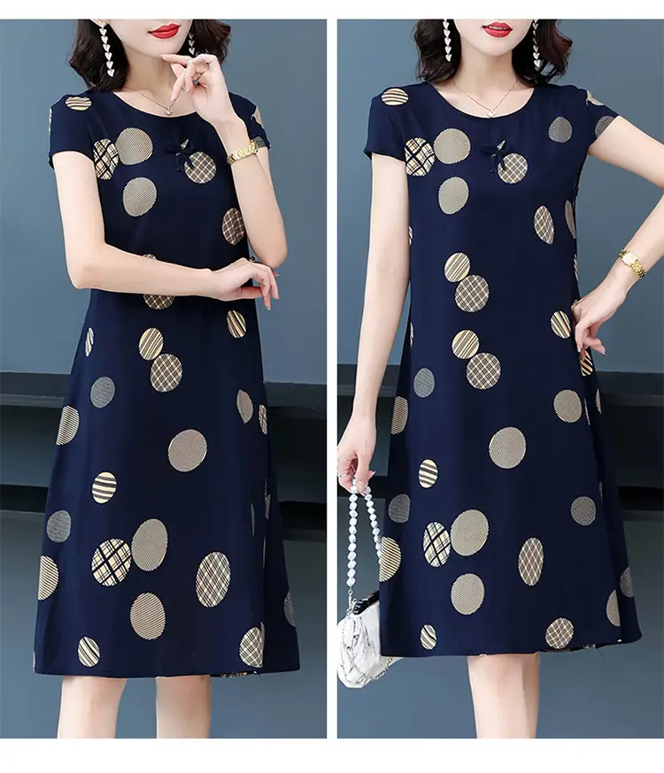 Green Printed Silk Dress for Women Mid-Length Loose Fit — feature 26