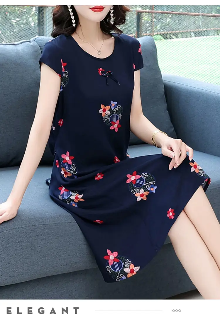 Green Printed Silk Dress for Women Mid-Length Loose Fit — feature 30