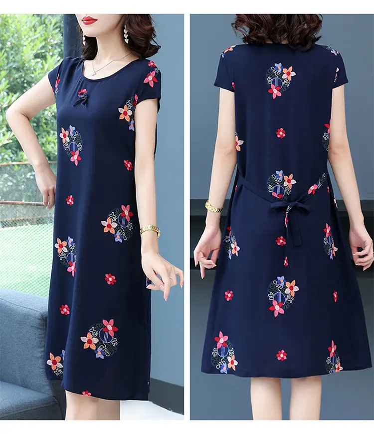 Green Printed Silk Dress for Women Mid-Length Loose Fit — feature 32