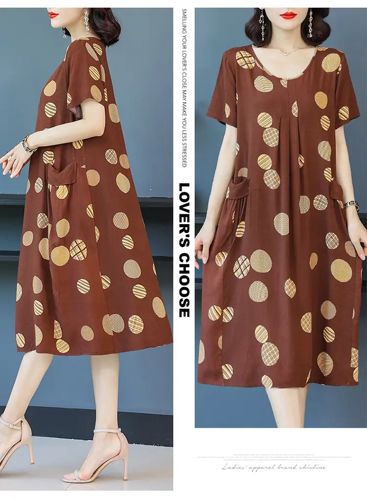 Fat Plus Size Cotton Silk Dress Navy Leaf Print — feature 29