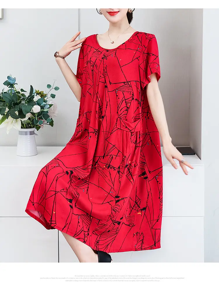 Fat Plus Size Cotton Silk Dress Navy Leaf Print — feature 34