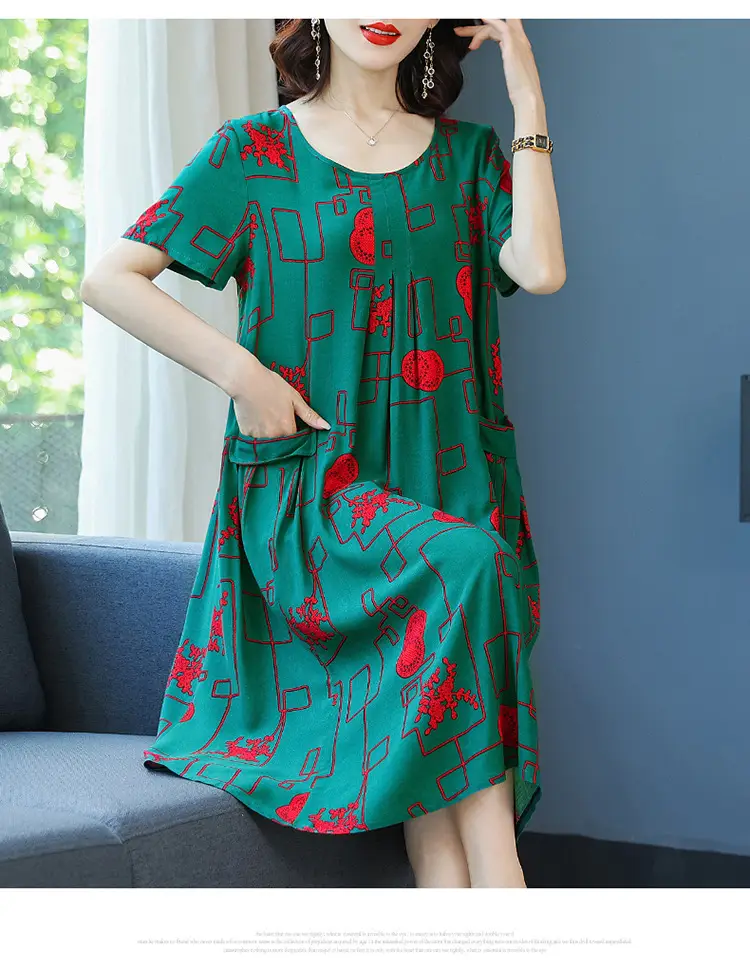 Fat Plus Size Cotton Silk Dress Navy Leaf Print — feature 36