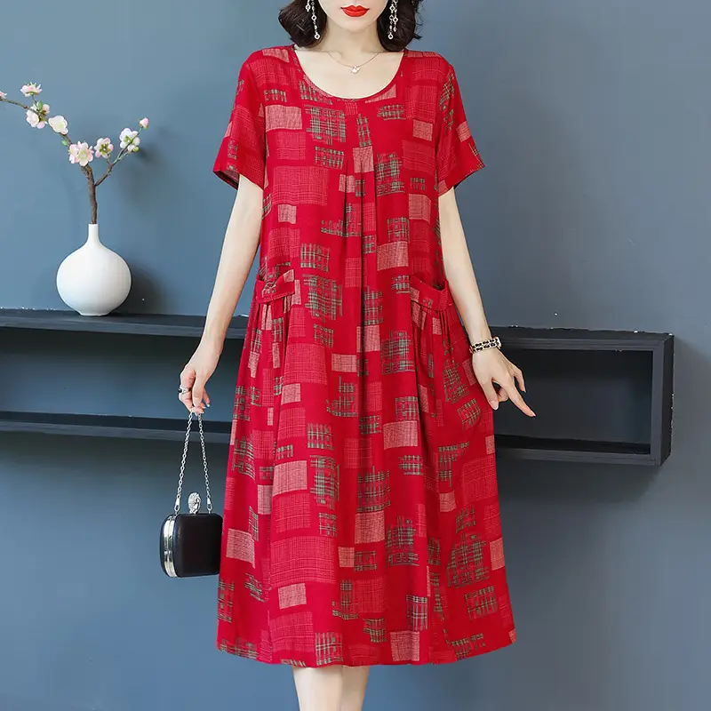 Fat Plus Size Cotton Silk Dress Navy Leaf Print - Image 11