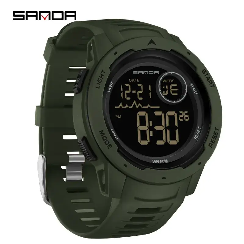 Sanda Black Digital Watch 9:38 PM Single Display