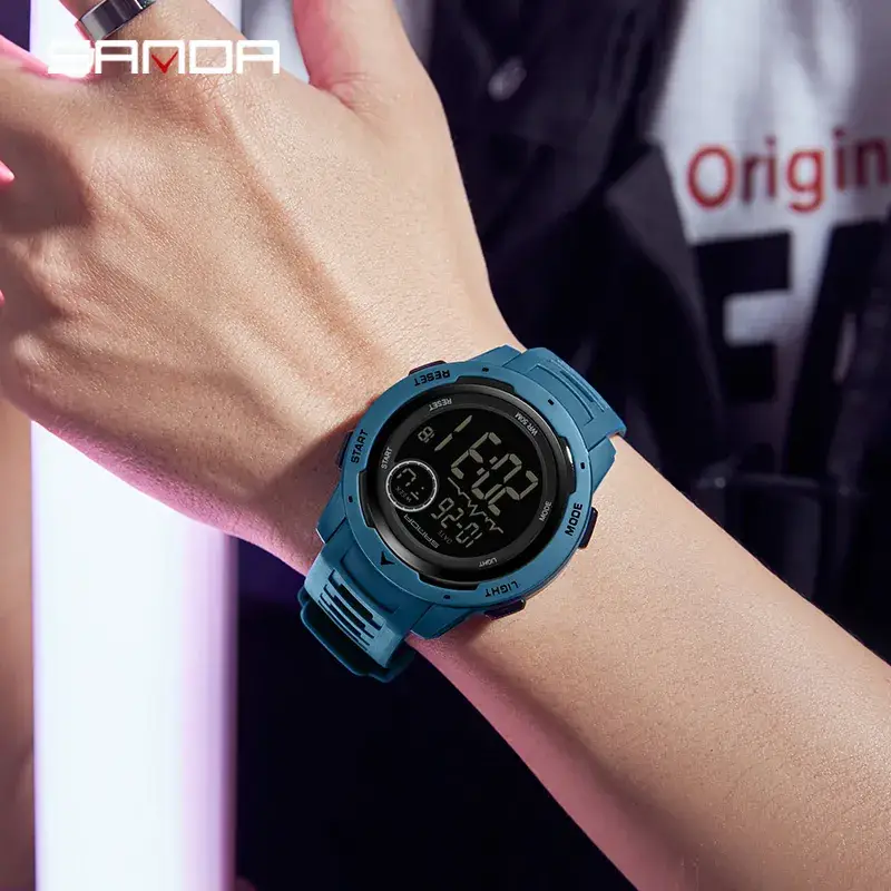 Sanda Black Digital Watch 9:38 PM Single Display
