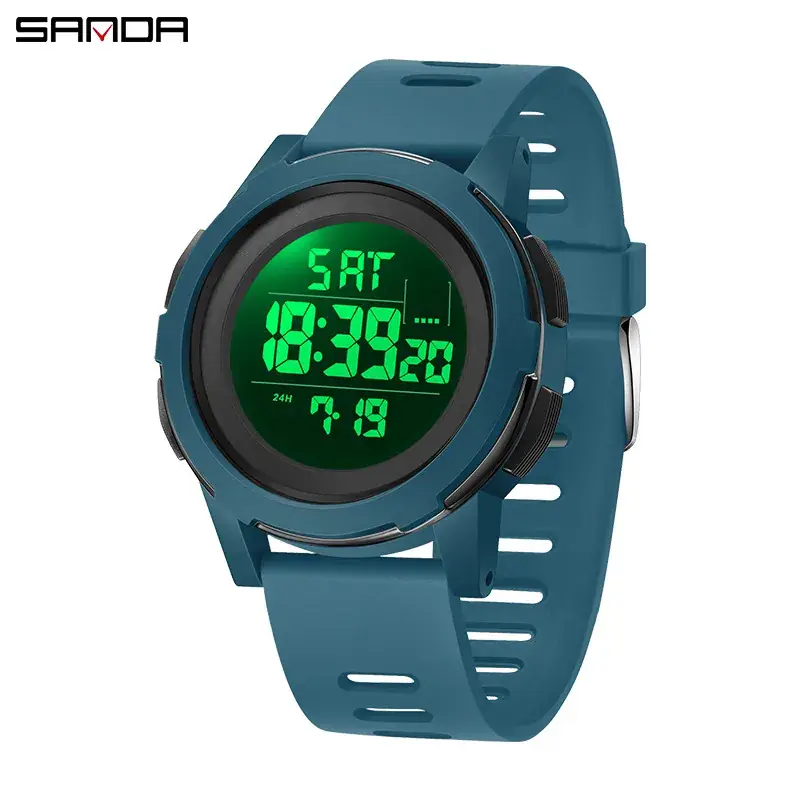 Sanda Black Digital Watch 9:38 PM Single Display