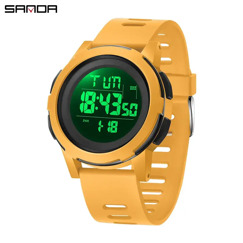 Sanda Black Digital Watch 9:38 PM Single Display
