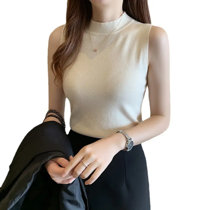 Women's Knitted Vest with Collar & Sleeveless Inner - Image 17