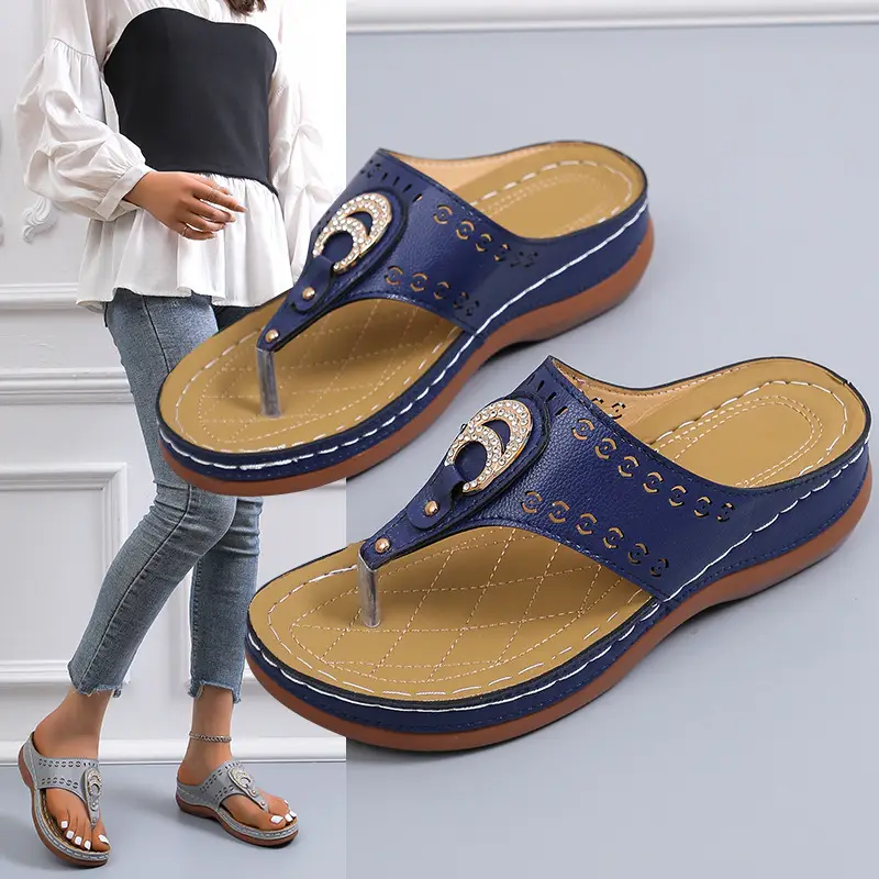 Women's Korean-style Wedge Flip Flops Brown