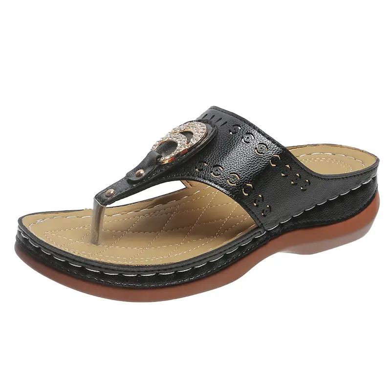 Women's Korean-style Wedge Flip Flops Brown