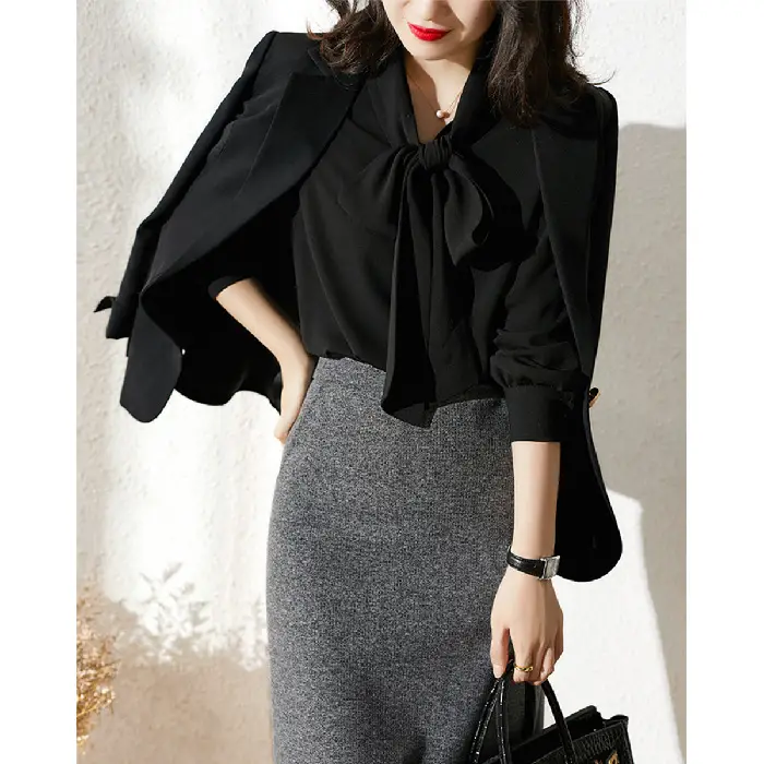 Elegant Bow Neck Shirt for Women Autumn Wear - Image 2